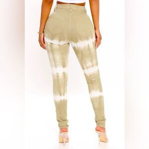 Lookin' Groovy Tie Dye Skinny Jeans - Olive